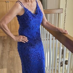 Elegant Blue Embroidered Dress